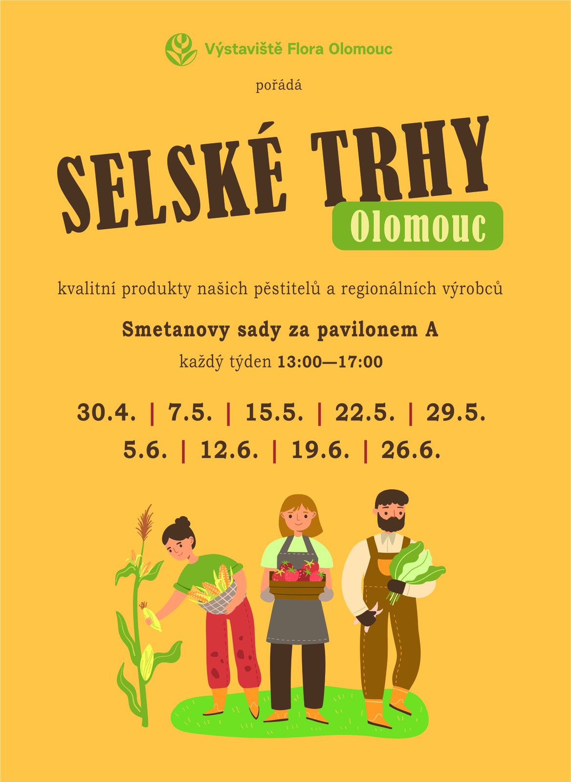 Pravidelné selské trhy na výstavišti Flora Olomouc - zahájení od 30.4.